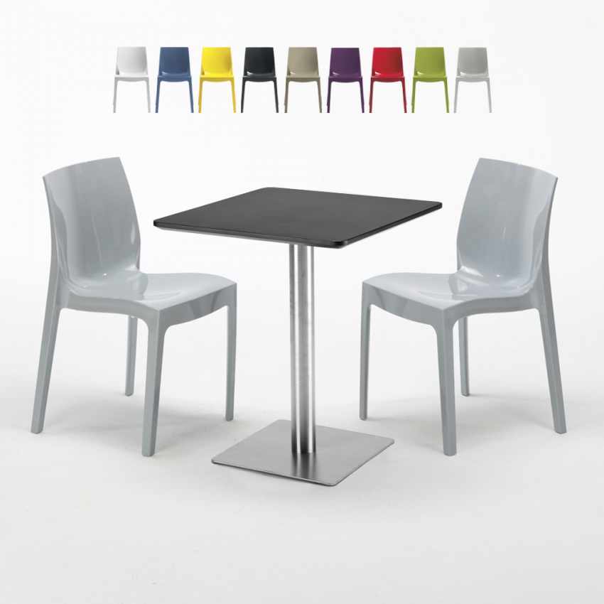 Pistachio sort cafebord sæt: 2 Ice farvet stole og 60cm kvadratisk bord Udsalg