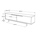 Tv-bord i træ 160x36cm 2 låger med rattan-effekt Bayeaux Mængderabat