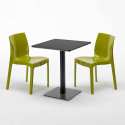 Licorice helt sort cafebord sæt: 2 Ice farvet stole, 60cm kvadratisk bord Mål