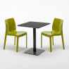 Licorice helt sort cafebord sæt: 2 Ice farvet stole, 60cm kvadratisk bord Mål