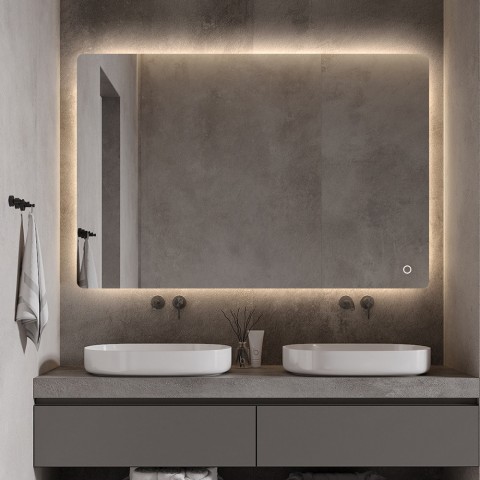 Moderne badeværelsesspejl med bagbelysning LED lys 75x100cm Strokkur XL Kampagne