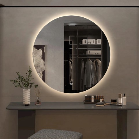 Rundt spejl til badeværelset 70cm bagbelyst med LED-lys Rotorua L Kampagne