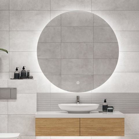 Rundt spejl til badeværelset 80cm bagbelyst med LED-lys Rotorua XL Kampagne