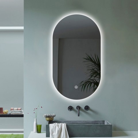 Ovalt spejl til badeværelset 50x80cm moderne bagbelysning med LED-lys Konughs M Kampagne
