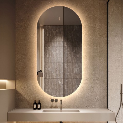 Ovalt spejl til badeværelse 50x100cm bagbelysning med LED lys Konughs L Kampagne