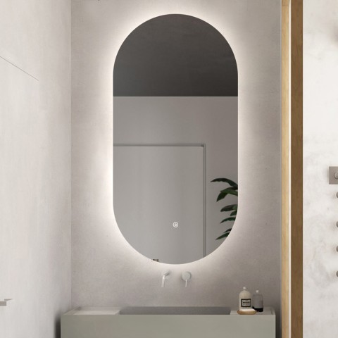 Ovalt spejl til badeværelse 60x100cm moderne LED lys Konughs XL Kampagne