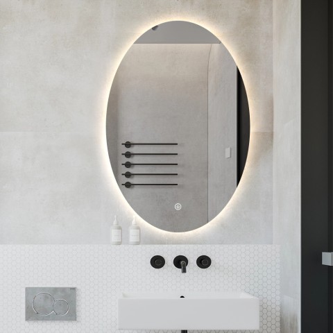 Ovalt badeværelsesspejl 50x70 cm med moderne lys Sodin M Kampagne