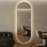 Ovalt vægspejl til stuen 65x170cm med bagbelysning og ramme Reyk Tilbud