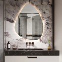 Dråbeformet spejl til badeværelset med LED lys 60x80cm moderne design Vmidur L Kampagne