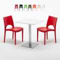 Hazelnut hvid cafebord sæt: 2 Paris farvet stole og 60cm kvadratisk bord Kampagne