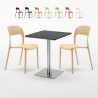 Pistachio sort cafebord sæt: 2 Restaurant farvet stole og 60cm kvadratisk bord På Tilbud