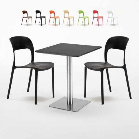 Pistachio sort cafebord sæt: 2 Restaurant farvet stole og 60cm kvadratisk bord