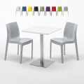 Hazelnut hvid cafebord sæt: 2 Ice farvet stole og 60cm kvadratisk bord Kampagne