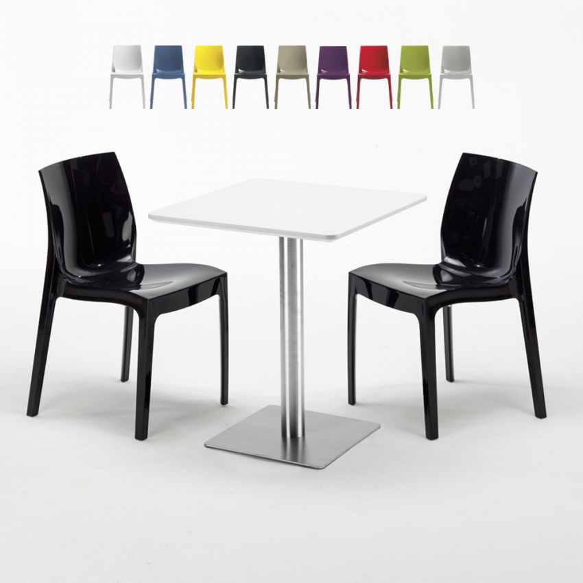 Hazelnut hvid cafebord sæt: 2 Ice farvet stole og 60cm kvadratisk bord Rabatter