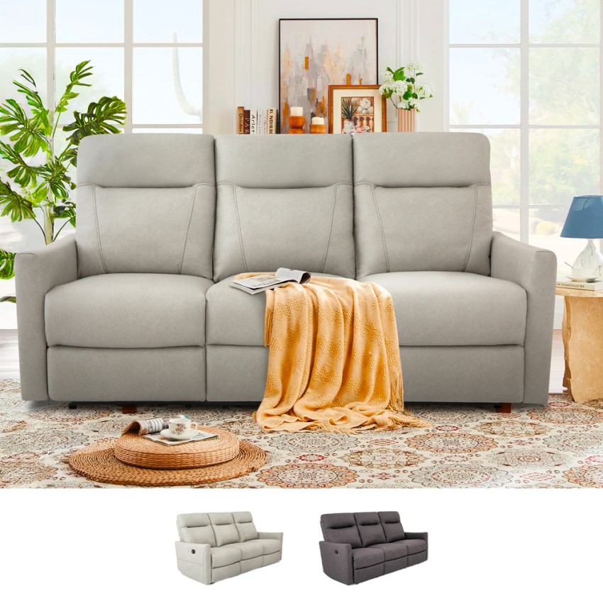 3-personers recliner sofa i moderne grå kunstlæder Kiros På Tilbud 3-personers recliner sofa i moderne grå kunstlæder Kiros På Tilbud