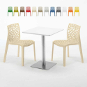 Hazelnut hvid cafebord sæt: 2 Gruvyer farvet stole og 60cm kvadratisk bord På Tilbud