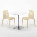 Hazelnut hvid cafebord sæt: 2 Gruvyer farvet stole og 60cm kvadratisk bord Billig