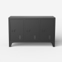 Mobil kabinet TV-skab sort metal industrielt stil 3 døre Yasur Tilbud