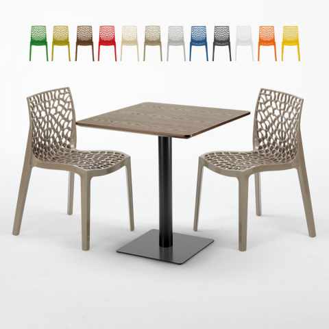 Melon træeffekt cafebord sæt: 2 Gruvyer farvet stole og 70cm kvadratisk bord Kampagne