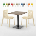 Melon træeffekt cafebord sæt: 2 Gruvyer farvet stole og 70cm kvadratisk bord Tilbud