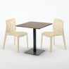 Melon træeffekt cafebord sæt: 2 Gruvyer farvet stole og 70cm kvadratisk bord Billig