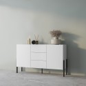 Skænk med 2 skabe 3 skuffer i hvid moderne design til stue og køkken Kinsha Udsalg