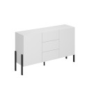 Skænk med 2 skabe 3 skuffer i hvid moderne design til stue og køkken Kinsha På Tilbud