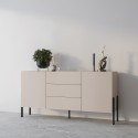 Skænk med 2 skabe 3 skuffer i beige moderne design til stue og køkken 184x40x89cm Sibel Udsalg