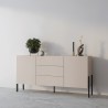 Skænk med 2 skabe 3 skuffer i beige moderne design til stue og køkken 184x40x89cm Sibel Udsalg