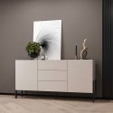 Skænk med 2 skabe 3 skuffer i beige moderne design til stue og køkken 184x40x89cm Sibel Kampagne