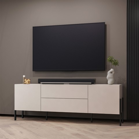 TV-møbel 2 skabe 2 skuffer i beige minimalistisk moderne design Kaylus Kampagne