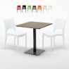 Melon træeffekt cafebord sæt: 2 Paris farvet stole og 70cm kvadratisk bord Tilbud