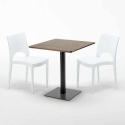 Melon træeffekt cafebord sæt: 2 Paris farvet stole og 70cm kvadratisk bord Mål