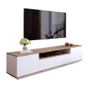 TV bord i moderne design til stuen 3 døre hvid og træ 180cm Nirrat På Tilbud