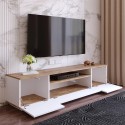 TV bord i moderne design til stuen 3 døre hvid og træ 180cm Nirrat Tilbud