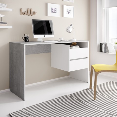 Skrivebord i moderne design hvid grå skuffer til kontor studie  Riley Kampagne