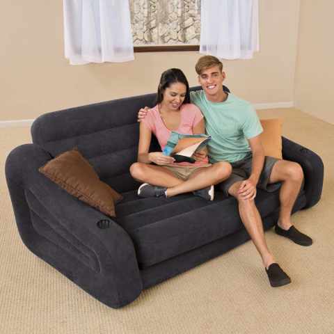 Intex 68566 Udtrækssofa oppustelig sofa der bliver til en 160cm luftmadras Kampagne