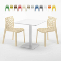 Meringue helt hvidt café sæt: 2 Gruvyer farvet stole, 70cm kvadratisk bord Mål
