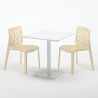 Meringue helt hvidt café sæt: 2 Gruvyer farvet stole, 70cm kvadratisk bord 