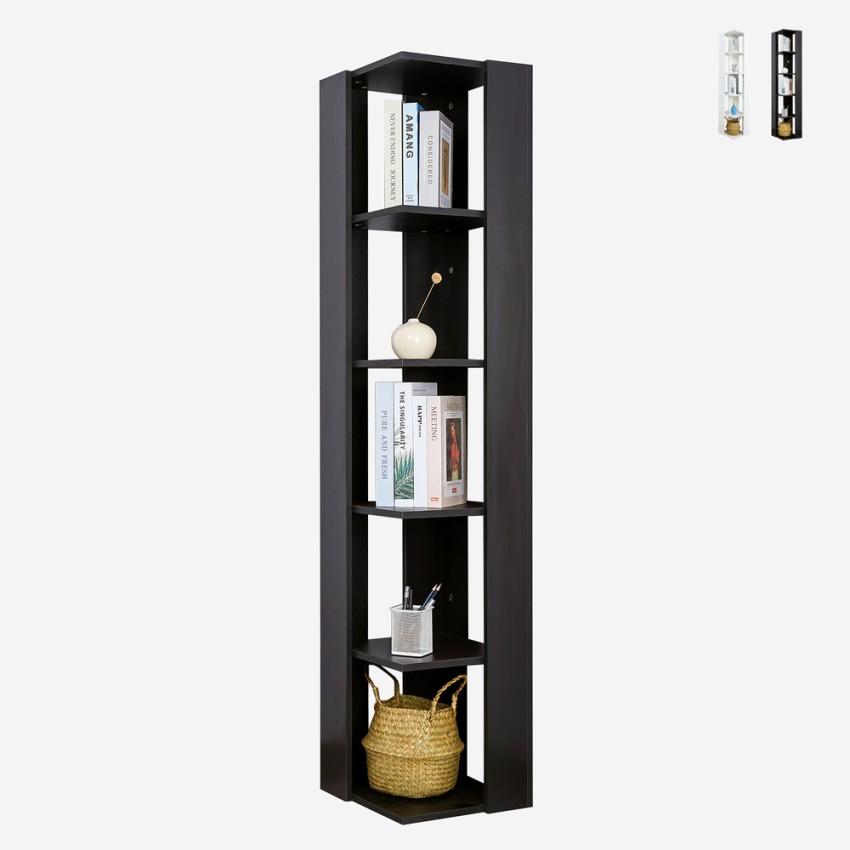 Hjørne reol med 5 hylder moderne design til stue kontor Orkney Mængderabat Hjørne reol med 5 hylder moderne design til stue kontor Orkney Mængderabat