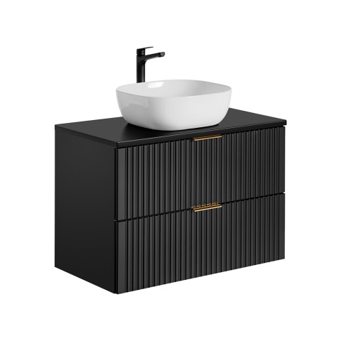 Håndvask med sort underskab til badeværelse 80x46cm væghængt Adel Black Kampagne