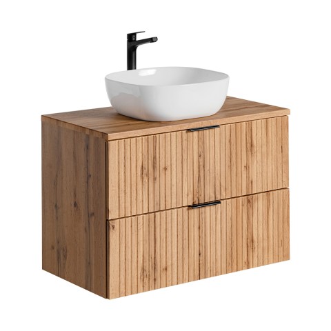 Håndvask med skuffer i træ til badeværelse 80x46cm væghængt Adel Wood Kampagne