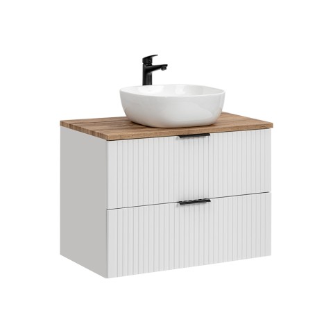 Håndvask med underskab til badeværelse 80x46cm hvide skuffer træ Adel White Kampagne