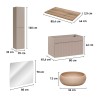 Badeværelsesmøbel sæt med beige håndvask spejl og væghængt skab Coast 80 SA Mængderabat