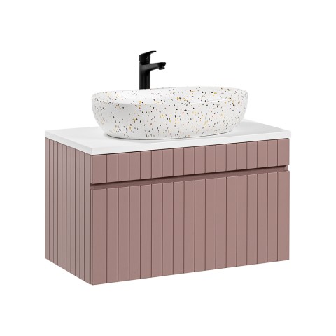 Håndvask og underskab til badeværelse 80x46 lyserød og hvid væghægt Lili 80 Kampagne