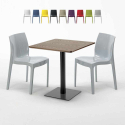 Melon træeffekt cafebord sæt: 2 Ice farvet stole og 70cm kvadratisk bord Rabatter