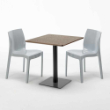 Melon træeffekt cafebord sæt: 2 Ice farvet stole og 70cm kvadratisk bord Billig