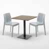 Melon træeffekt cafebord sæt: 2 Ice farvet stole og 70cm kvadratisk bord Billig