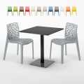 Kiwi helt sort café sæt: 2 Gruvyer farvet stole, 70cm kvadratisk bord Kampagne