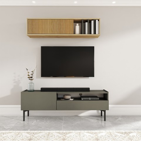 Moderne tv-bord i sort  minimalistisk design til stuen 153x35x50cm Leroy Kampagne